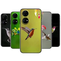 pretty hummingbird phone case for huawei p50 p40 p30 p20 10 9 8 lite e pro plus black etui coque painting hoesjes comic fas