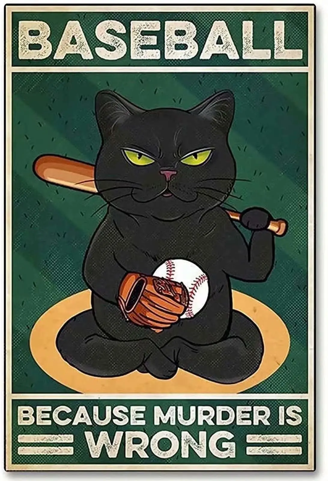 Ретро бейсбольная кошка металлическая жестяная вывеска винтажная кофейная стена кофейная балка Декор 12x17 дюймов жестяная вывеска настенное украшение