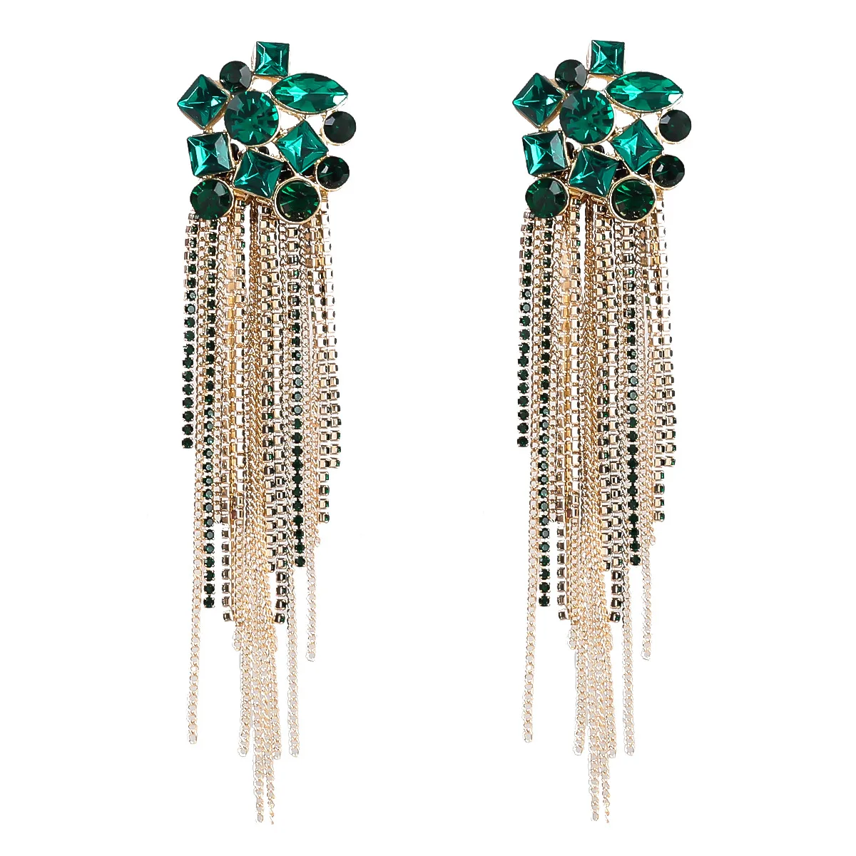 

Earrings for Women Tassel Personalized Gold Inlaid Diamond Geometric Hyperflash Popular Versatile Style Gifts