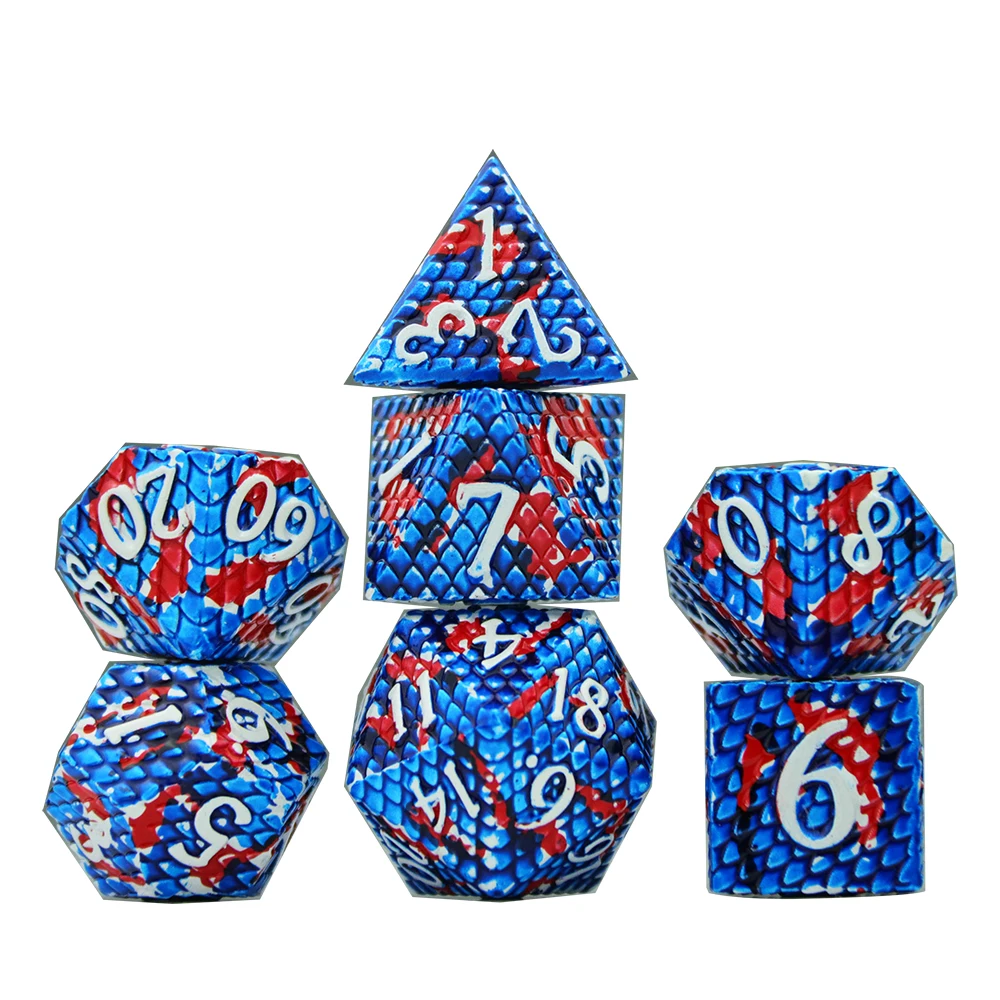 

Dragon Scale Mixed Color Metal New Polyhedral Dice Set 7pcs for Party/Family Table Board Role Playing Game Dados