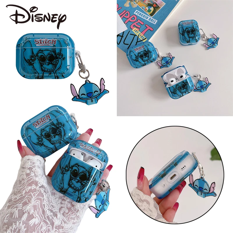 Чехол для наушников Disney Stitch с рисунком защитный ударопрочный чехол Airpods 1 2 Bluetooth
