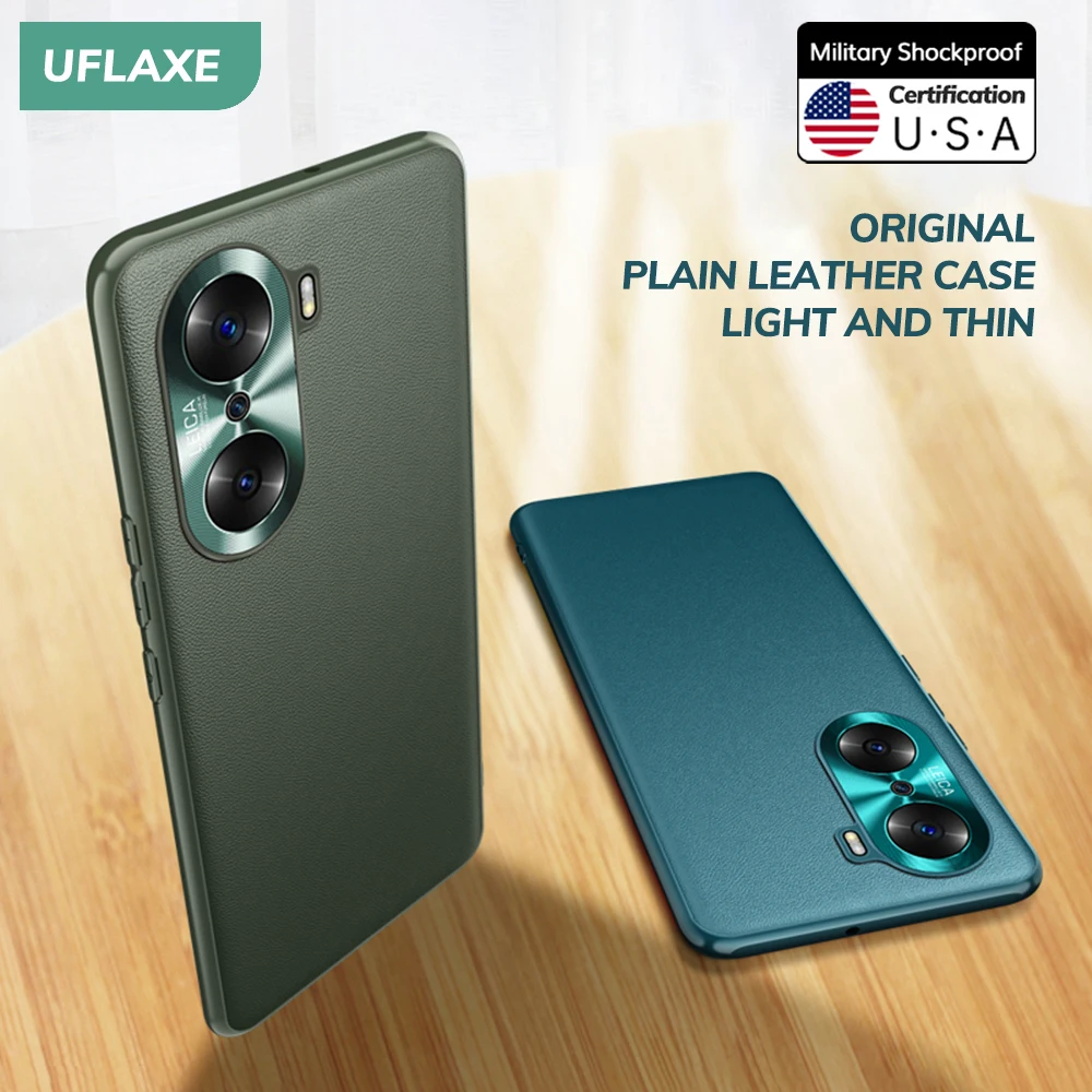 UFLAXE Original Plain Leather Case for Honor 60 Pro SE Camera Protection Back Cover Shockproof Hard Casing