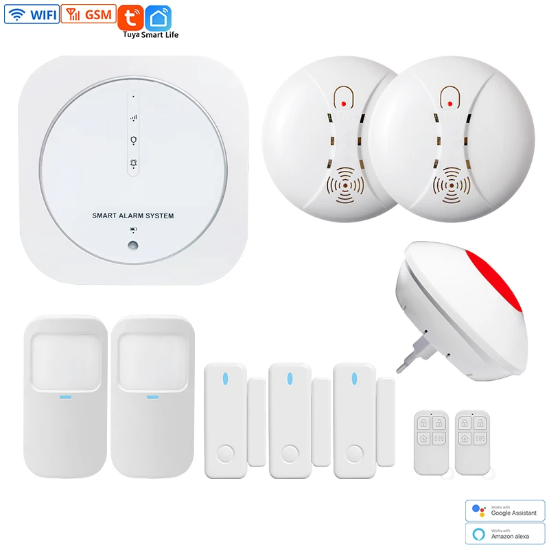 Tuya Wifi GSM Wireless Alarm System Smart Security Home Voice Prompt Operation Wireless Infrared Motion Detector G13 Host System