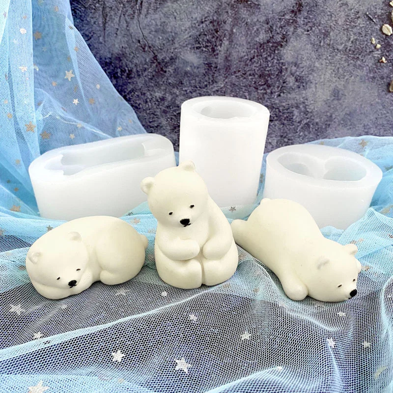 

New Polar Bear Silicone Mold Kitchen DIY Cake Baking Tool Chocolate Mold Soft Pottery Clay Decorative Gypsum Candle Mould