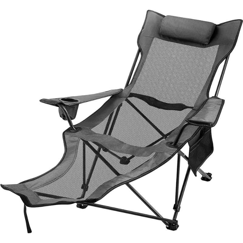 

Happybuy Folding Camp Chair with Footrest Mesh, Portable Lounge Chair with Cup Holder and Storage Bag folding chair