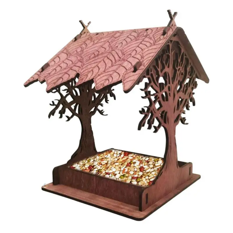 

Деревянная подвесная кормушка для птиц, водонепроницаемая кормушка для диких птиц из твердого дерева, экстра-большая кормушка для птиц на о...
