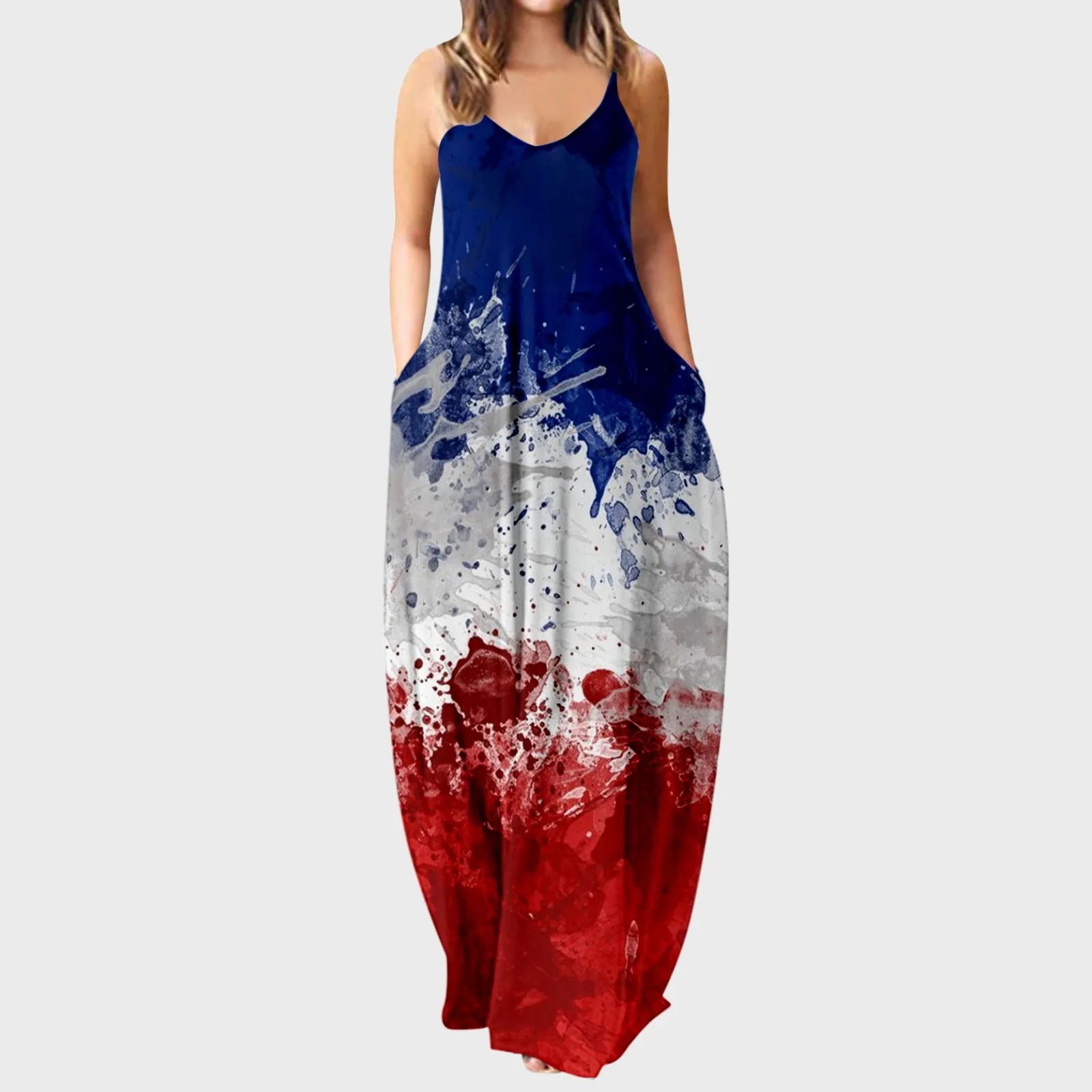 

Платье женское с принтом, свободный пляжный сарафан без рукавов, пикантное модное мини-платье с карманами