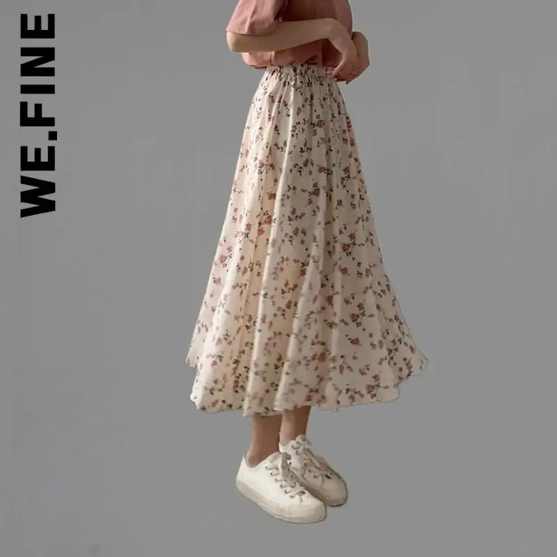 

We.Fine Women Skirt Summer Vintage Office Skirts High Waist Chic For Women Midi Skirt Aesthetic Streetwear Female