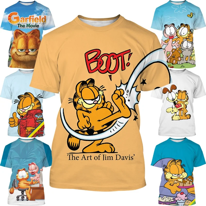 

Summer New Fashion Personality Cartoon Anime Cute G-Garfields Pattern Unisex 3D Printing Top Short Sleeve Casual T-shirt