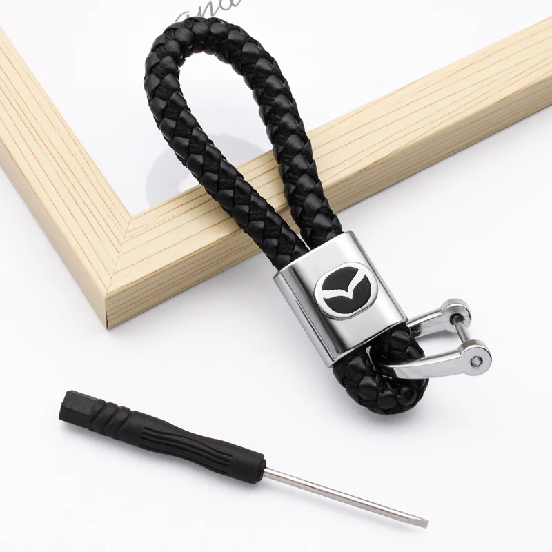 

Car Metal Emblem Black Rope Weave Keychain Men Women KeyRing For Mazda 2 3 5 6 Axela Atenza Allegro CX3 CX5 CX7 CX30 Accessories