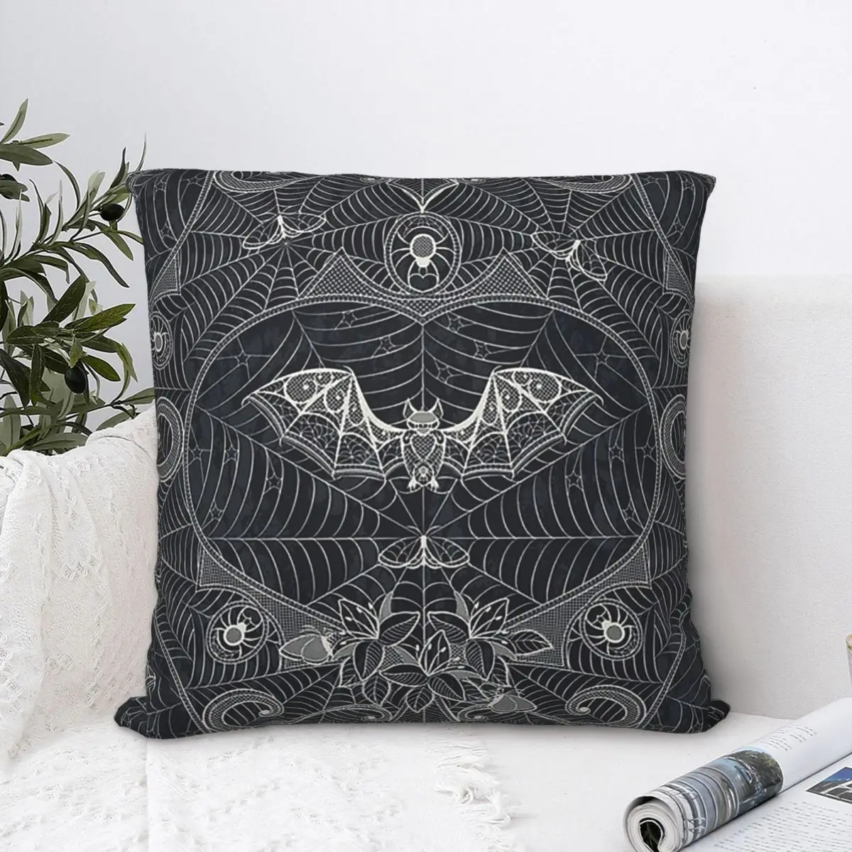 

Gothic Throwing Pillow Case Spider Web Backpack Assassin Print Pillow Case