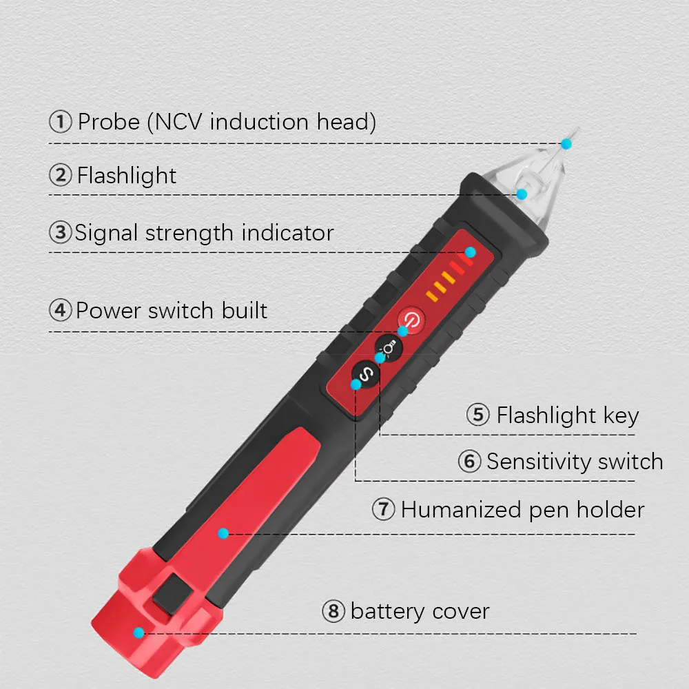 VC1010 Voltage Detector Intelligent Non-contact Tester Pen AC Meter Volt Current Electric Indicator LED Sensor Test |