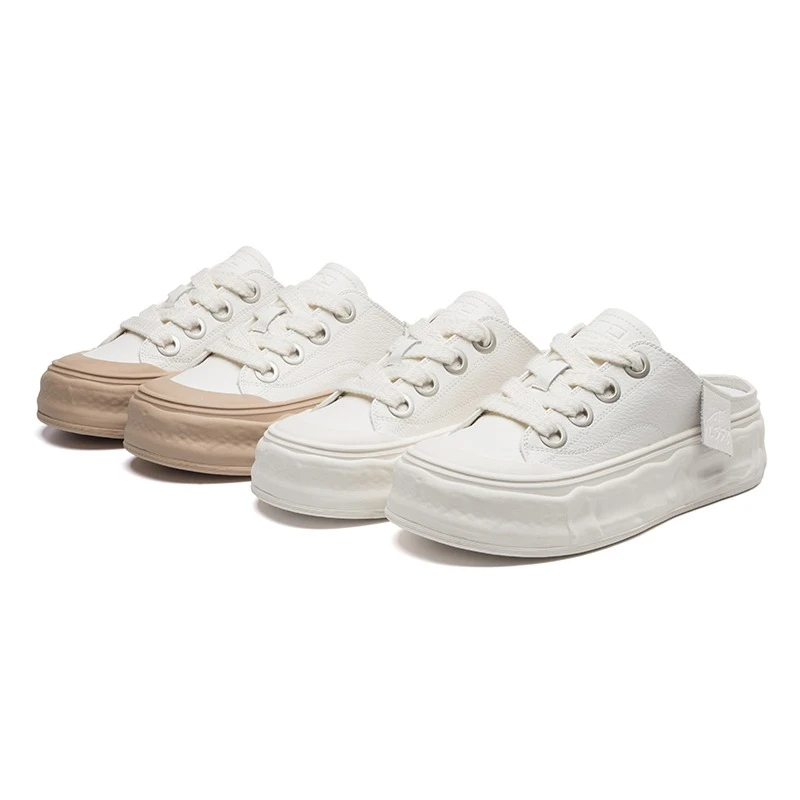 Women Slippers Thick Bottom Round Head Vulcanized Shoes Outdoor Lace Up Comfortable Non-slip Walking Sneakers Sapatos Feminino