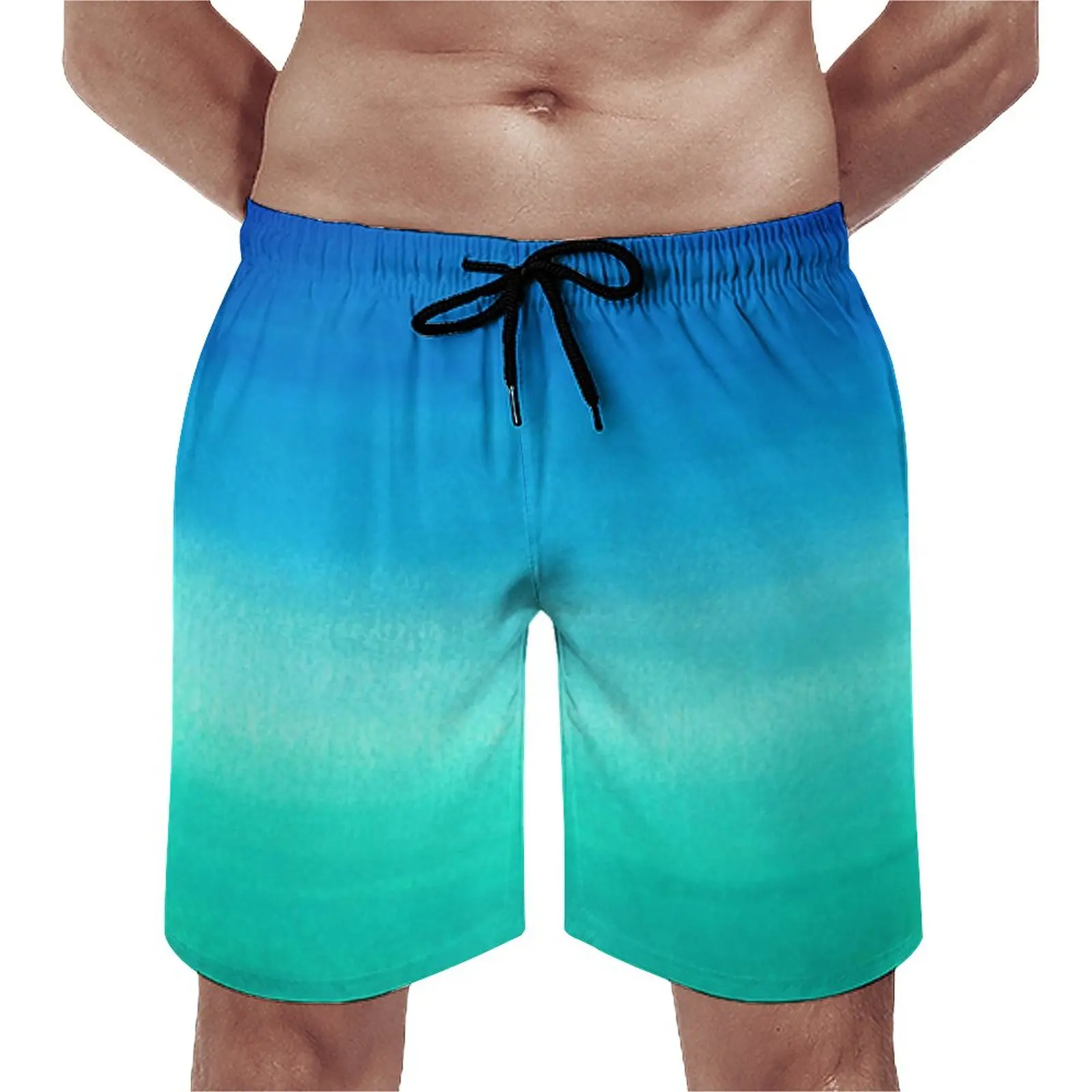 

Шорты пляжные мужские с эффектом омбре, акварельные неоновые пляжные шорты в стиле ретро, спортивные удобные Дизайнерские плавки, синие зеленые, для лета