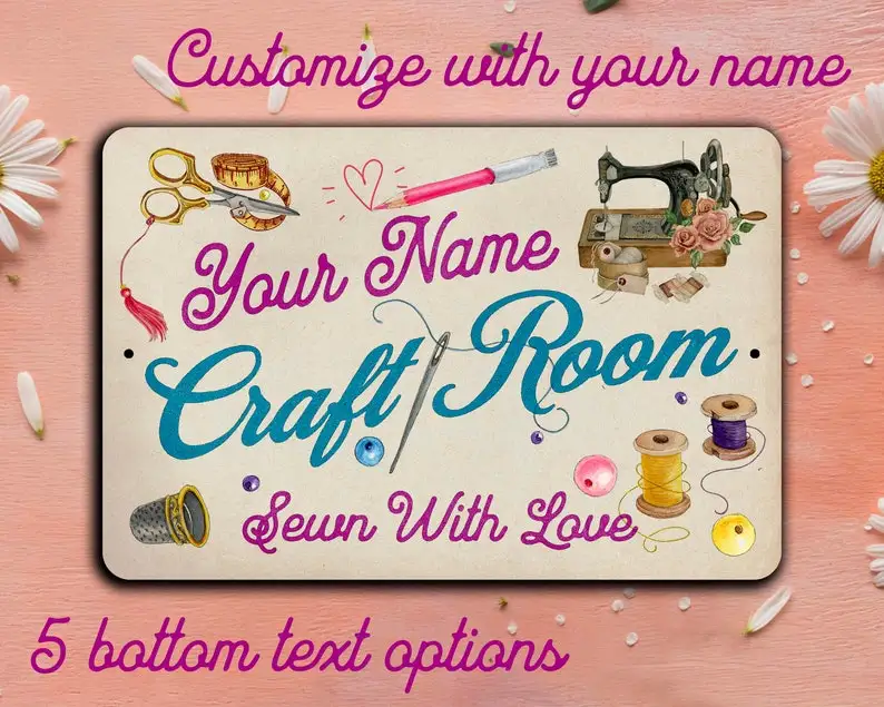 

Personalized Craft Room Aluminum SignCustom Wood Appearance Metal Bar Sign