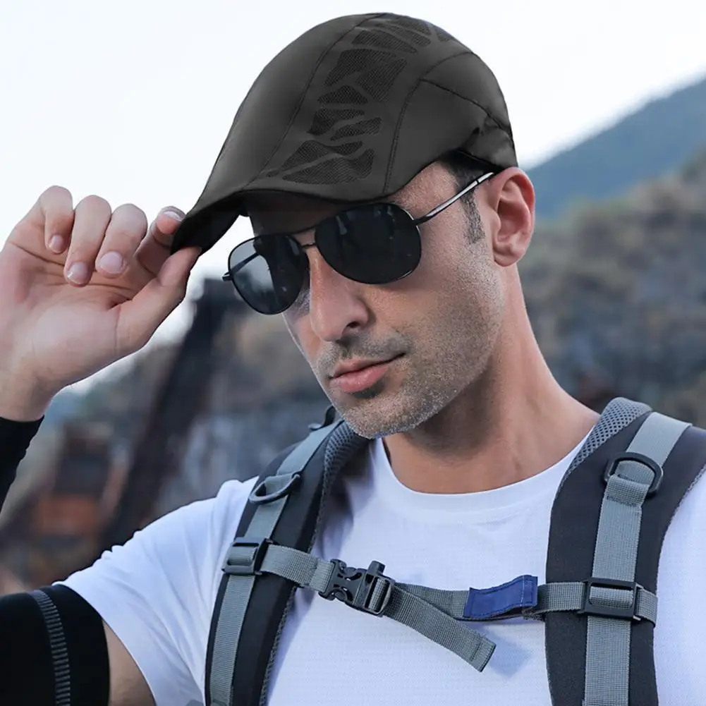 

1pc Summer Casual Beret Hat Breathable Mesh Flat Newsboy Drying Color Men Style Quick Women Fashion Hat Adjus O1G1