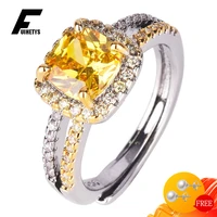 luxury charm rings 925 silver jewelry with citrine zircon gemstone open finger ring for women wedding engagement gift ornaments