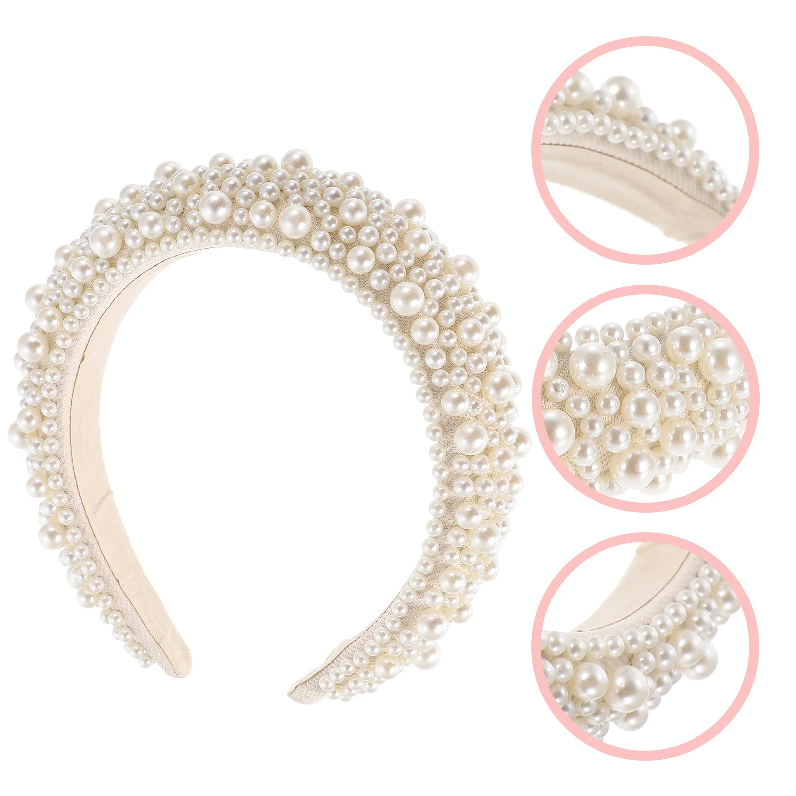 

Makeup Headband Sponge Pearl Girl Fashion Hairband Creative Headdress Baroque Retro Style White Decoration Woman
