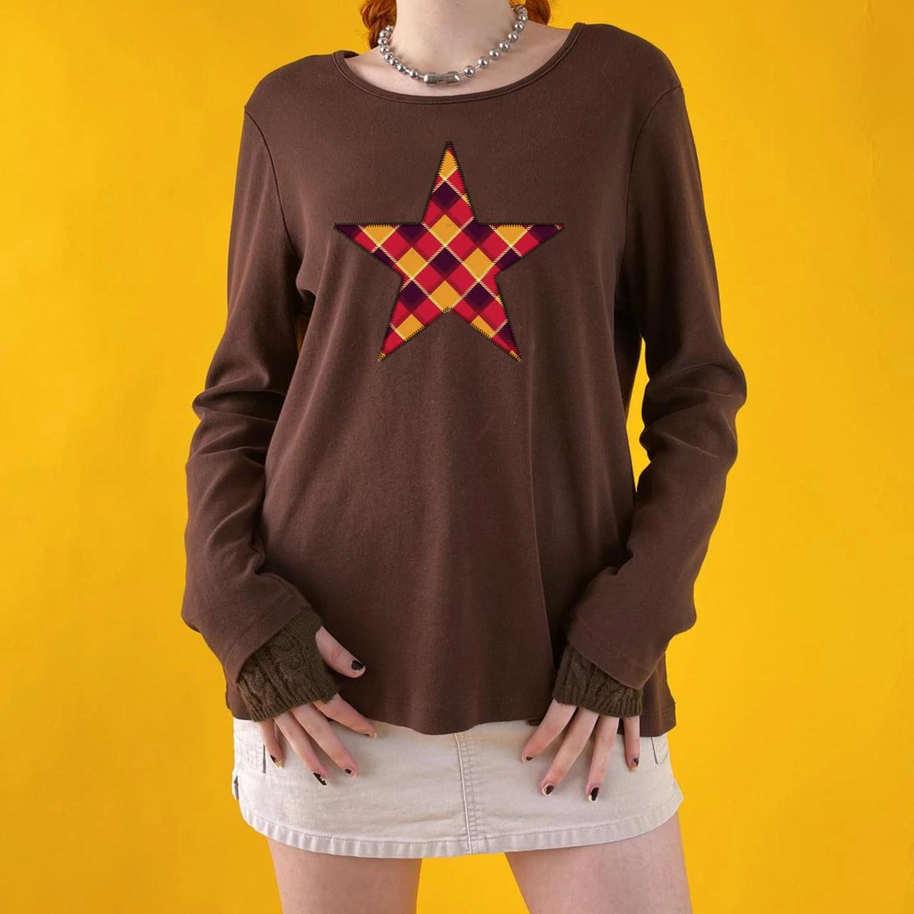 

Модная винтажная женская футболка в стиле 1920-х годов, Женские клетчатые топы со звездным принтом, одежда y2k