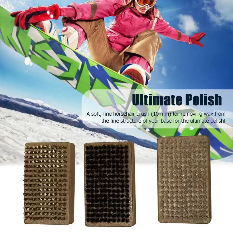 Waxing Tool Ski Snowboard Wax Brush Kit Metal Scraper Wax Scraper