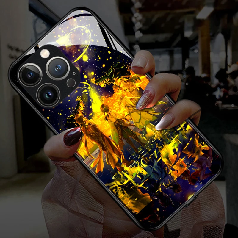 

Светящийся смарт-чехол Genshin Impact для Samsung S23 S22 Ultra S21 Plus S20FE A73 A53 A33 A72 A52 A32 Note20 Ultra Note10