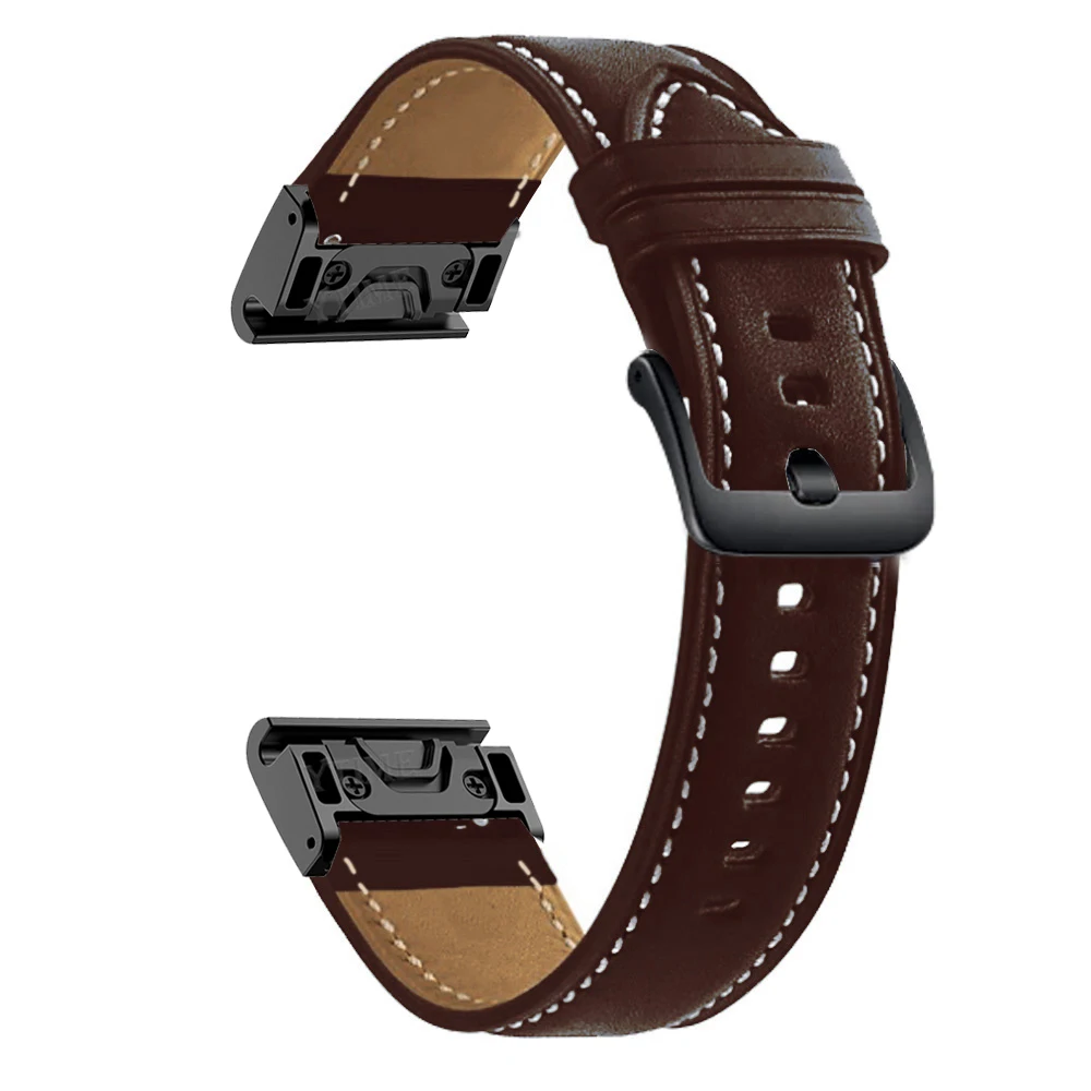 

26 22mm Sport Leather Watchband Wriststrap for Garmin Fenix 5X 5 Plus 7X 7 6X 6 Pro 3 3HR Easy Fit Quick Release wirstband
