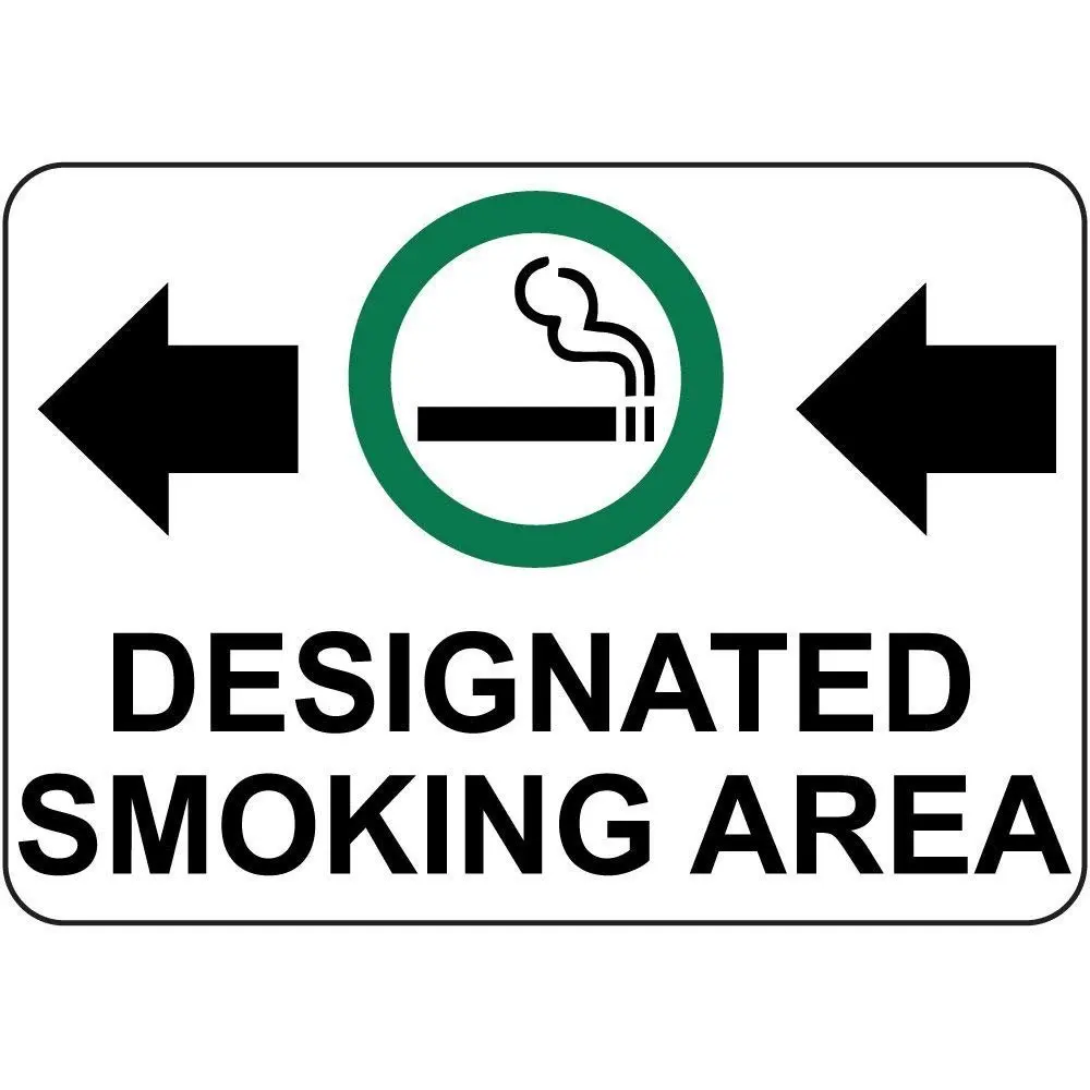 

Vintage Look Aluminum Metal Sign 12 x 8 Inches De Signated Smoking Area W Left Arrow Wall Decor Beer SignChic Art Unique Bar Dri