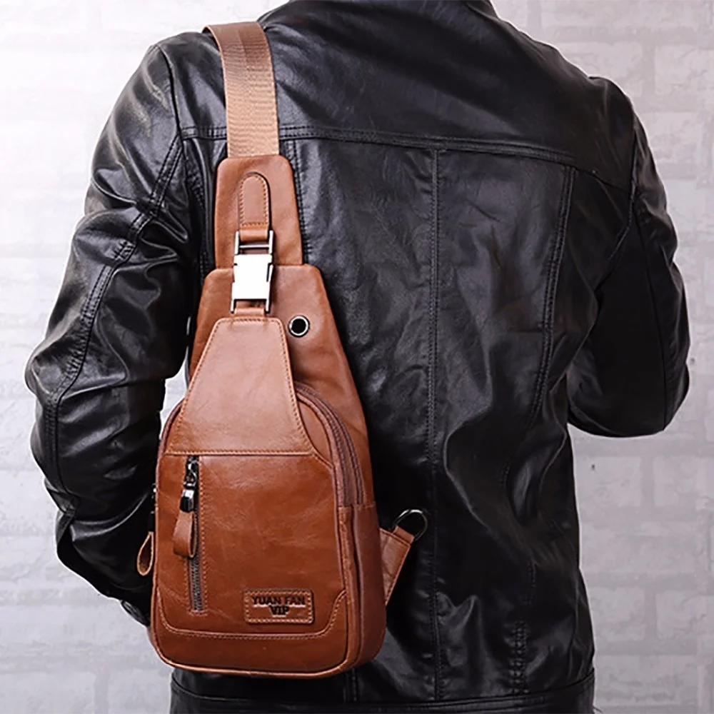 Рюкзак мужской из натуральной кожи модная сумочка в стиле ретро повседневный