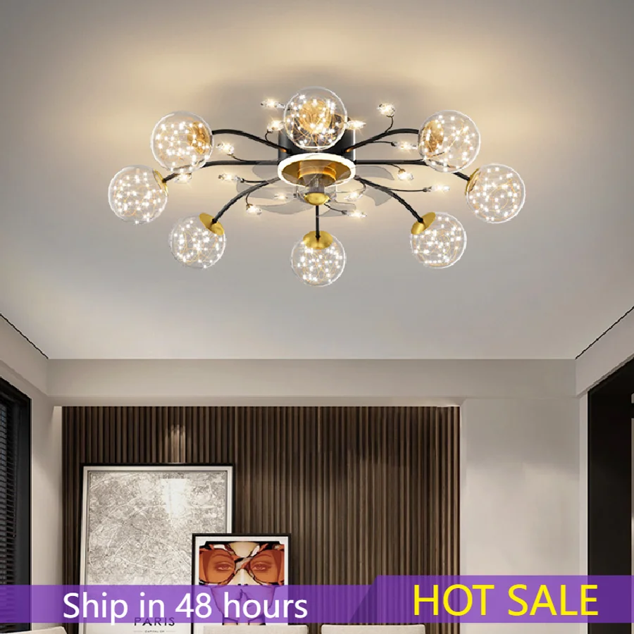 

Nordic restaurant Ceiling fan with lights remote control smart living room decoration lamparas Pendant lights