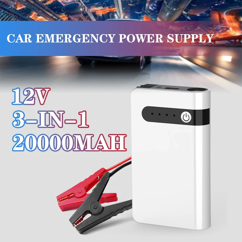 

20000mAh 12V Portable Car Jump Starter Emergency Battery Booster Powerbank Waterproof with LED Flashlight 3-In-1 USB Port