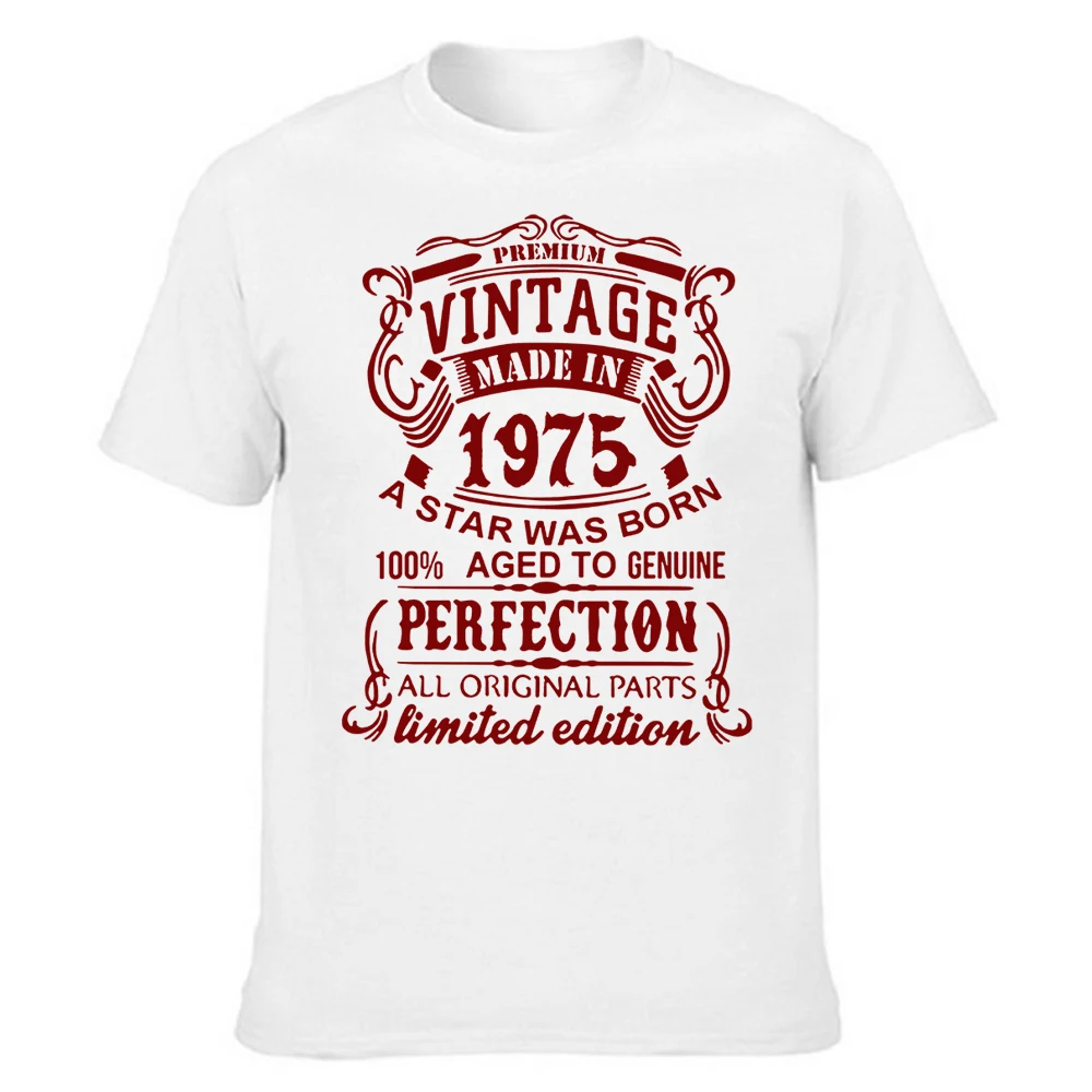 

Vintage 1975 Aged to Perfection T Shirts Graphic Cotton Streetwear Short Sleeve Original Parts Retro Birthday Gift T-shirt