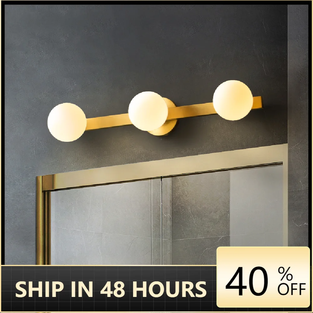 

G9 Modern Copper Luxury LED Mirror Light Creative Glass Ball Long Wall Lamp For Bedroom Bedside Corridor Aisle TV Background