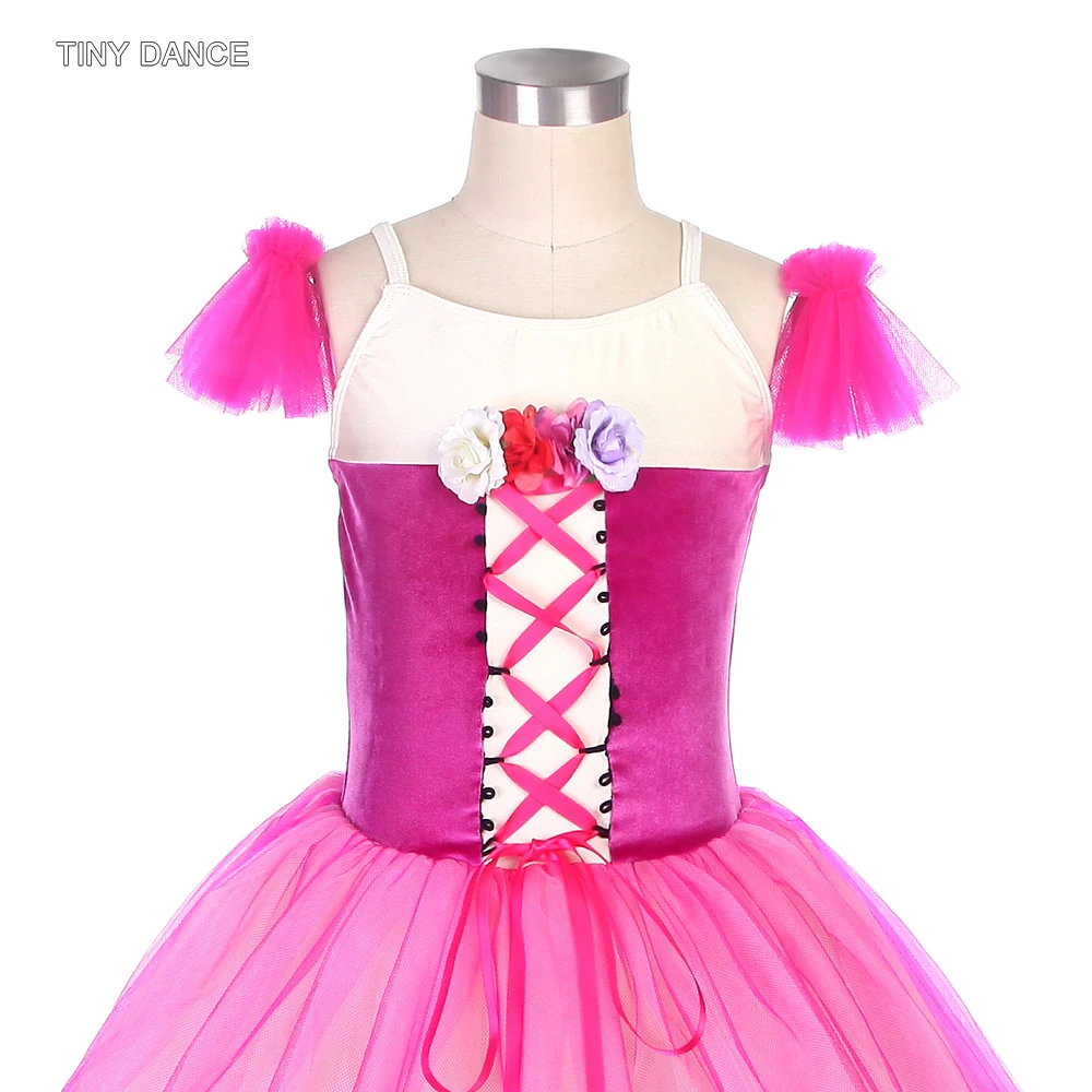 Романтичная юбка-пачка для девочек и женщин ярко-розовый бархатный лиф со слоями