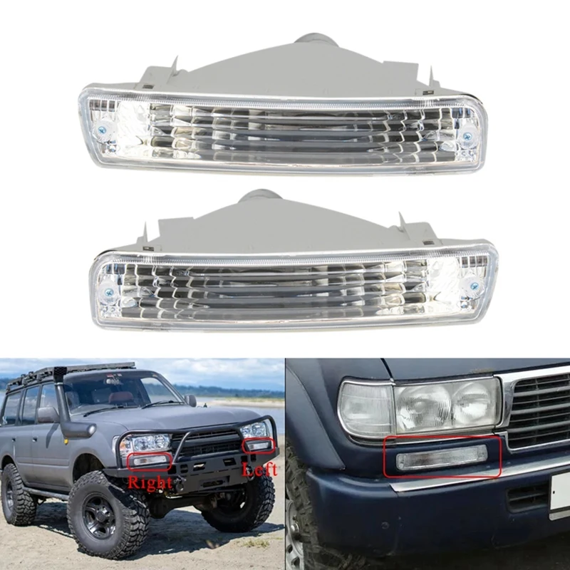 

Лампа указателя поворота для переднего бампера автомобиля, 2 шт., для Toyota Land Cruiser 80 серии 1991-1998 LC80 FJ80 FZJ80 HDJ80 HZJ80 4500 4.5L
