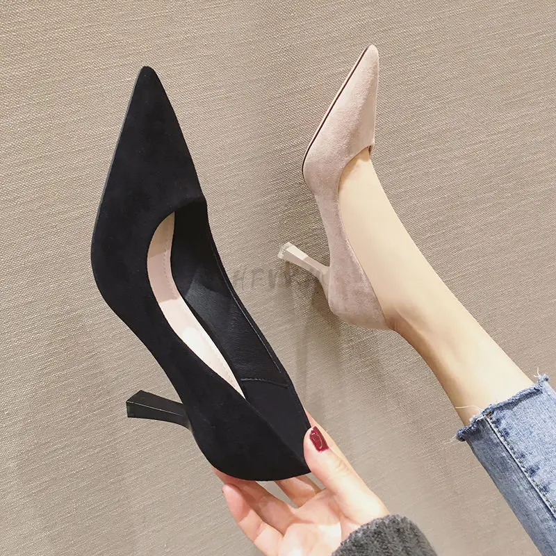 

Fashion Women Pumps Pointed Toe shallow Sweet Style Purple Pink Office Dress Shoes Party Pumps Thin High Heels Elegant Pumps 43