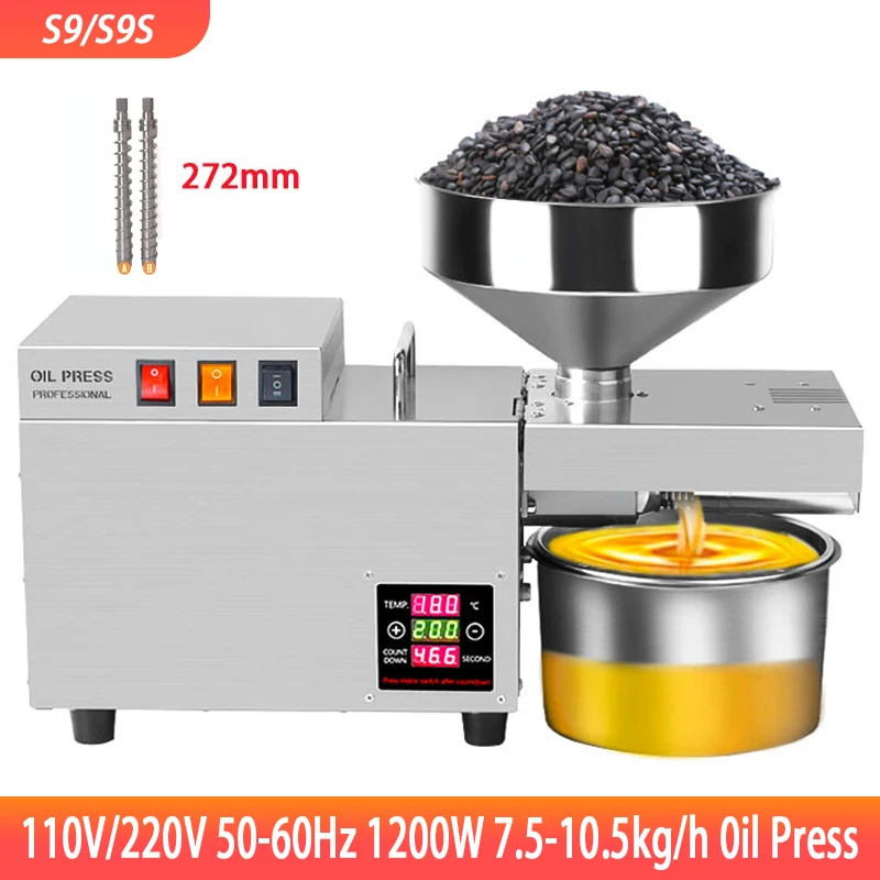 

Новинка, Масляный Пресс из нержавеющей стали S9S, высокая скорость извлечения, Автоматический Масляный Пресс, зернистый бытовой пресс для ол...