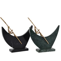 brass people rowing art show pieces marble base interior home decoration