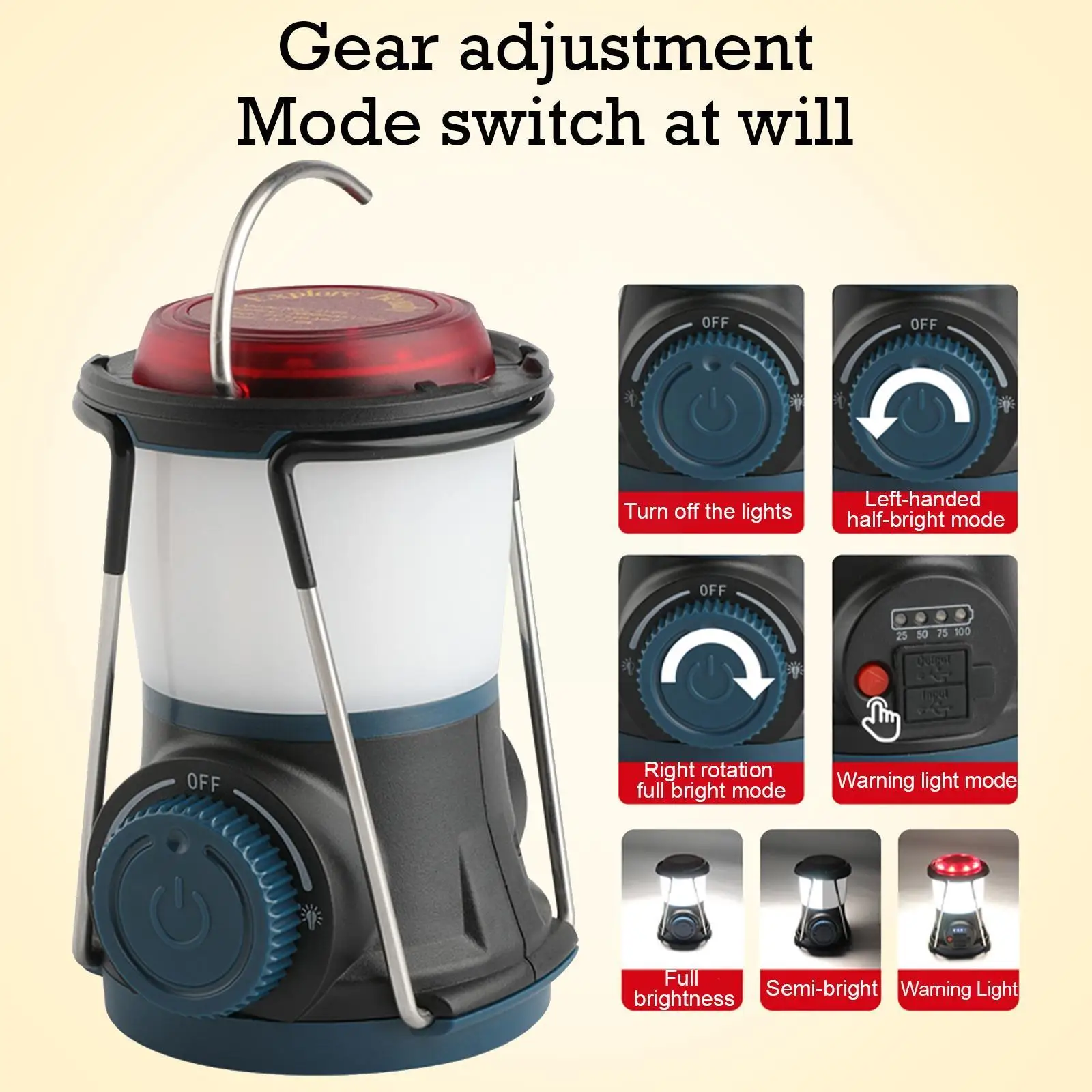 

Светодиодный фонарь для кемпинга, мощсветильник портативный многофункциональный походный светильник с плавным затемнением и зарядкой от ...