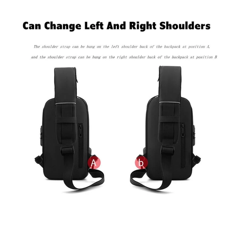 JEEP BULUO Brand High Quality Men USB Crossbody Shoulder Bags Chest Sling Safety Lock Male Anti-theft Fashion Travel Pack