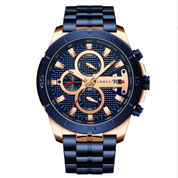 Многофункциональные кварцевые часы с календарем и зеркальным стеклом