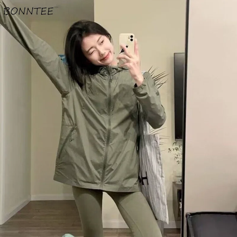 

Куртка женская Солнцезащитная однотонная, модная Свободная Повседневная стильная Весенняя модная для отдыха, универсальная простая классика, в Корейском стиле
