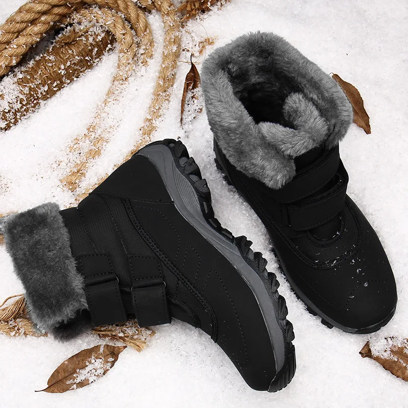 Women Snow Boots  Short Tube Cotton Shoes PU Solid Color Round Shape  Plush Keep Warm Anti Slip and Waterproof