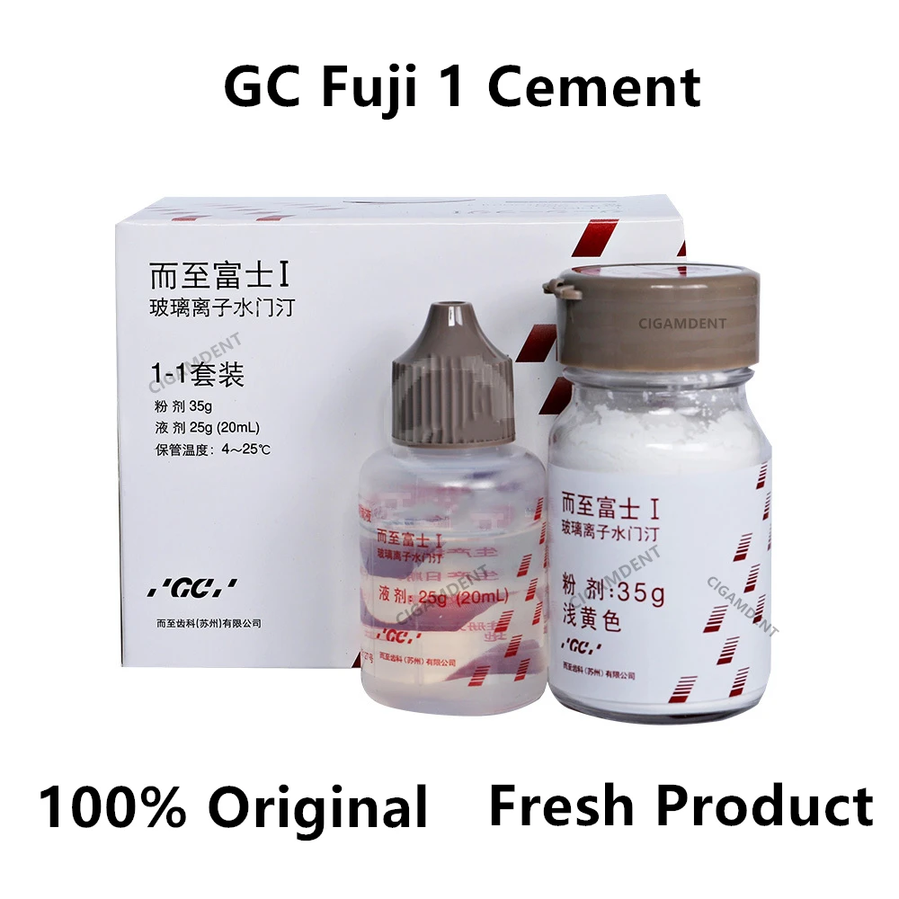 GC Fuji 1 diş cam Inomer çimento, kendi kendine tedavi diş tutkal için taç köprü kalıcı yapıştırıcı