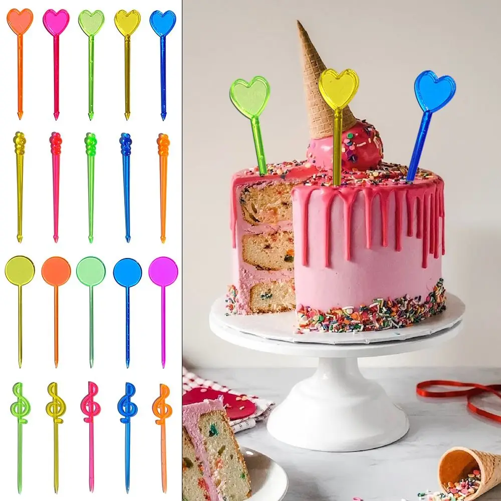 

100pcs Cartoon Love Modeling Food Picks Party Decor Bar Ktv Supplies Fruit Sign Plate Decoration Fruit Fork
