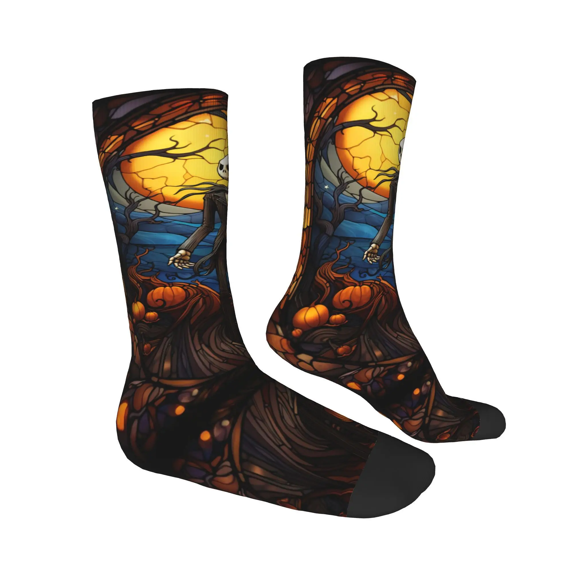 Модные носки с принтом Джека Скеллингтона и тыквы для мужчин женщин эластичные