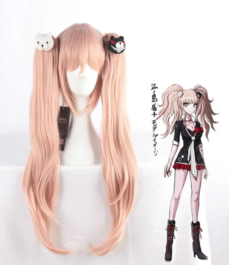 

Danganronpa: gatillo feliz Havoc mujeres Enoshima Junko cosplay peluca Enoshima Junko juego de rol coletas con osos horquillas