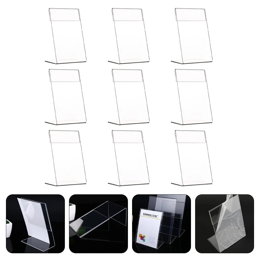 9pcs clear acrylic sign holder restaurant menu display stand transparent label stand free global shipping