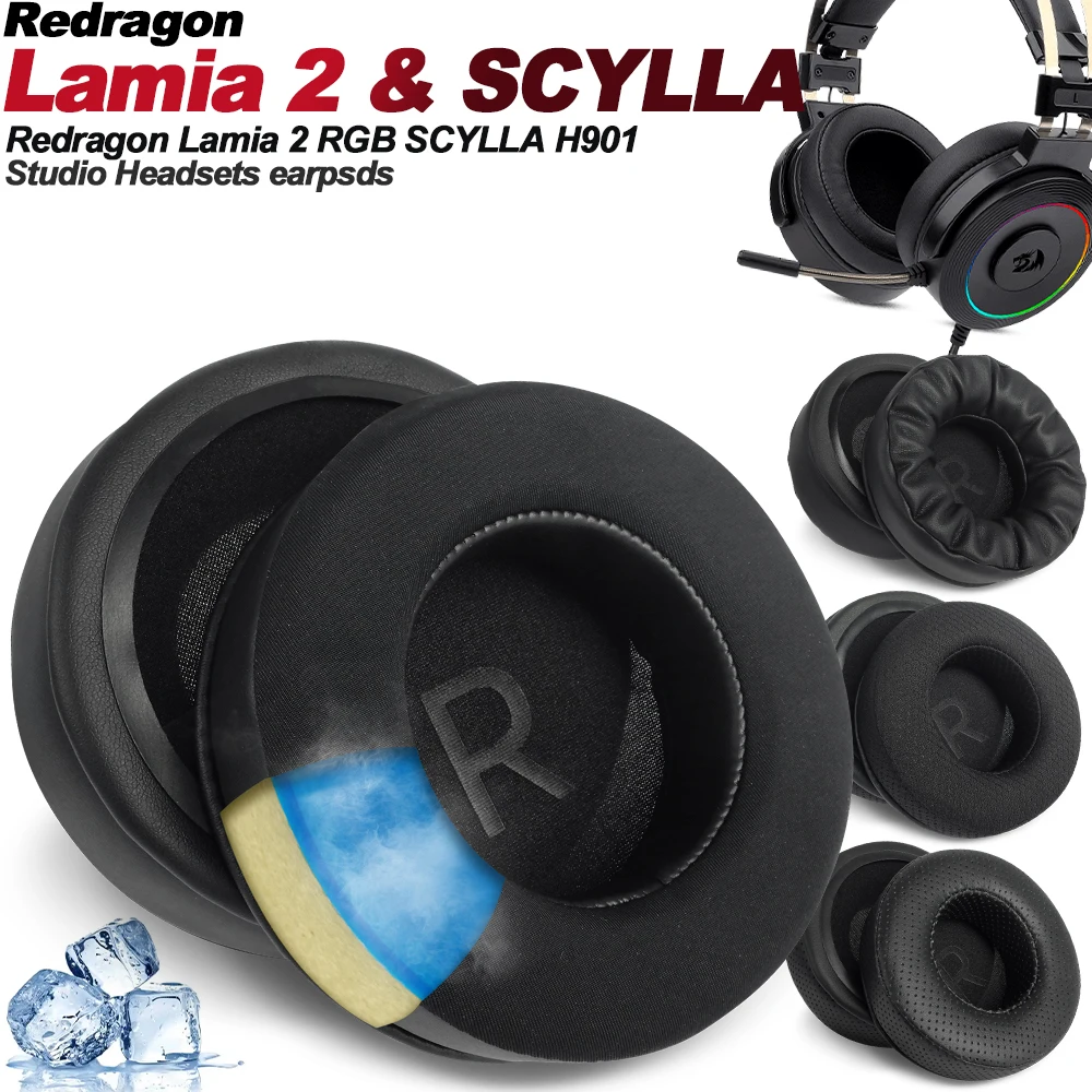 Фото Подушечки для наушников для Redragon Lamia 2 H320 SCYLLA H901, сменные подушечки для наушников, сетчатая ткань, чехлы для памяти, губка, мягкий протеин №1