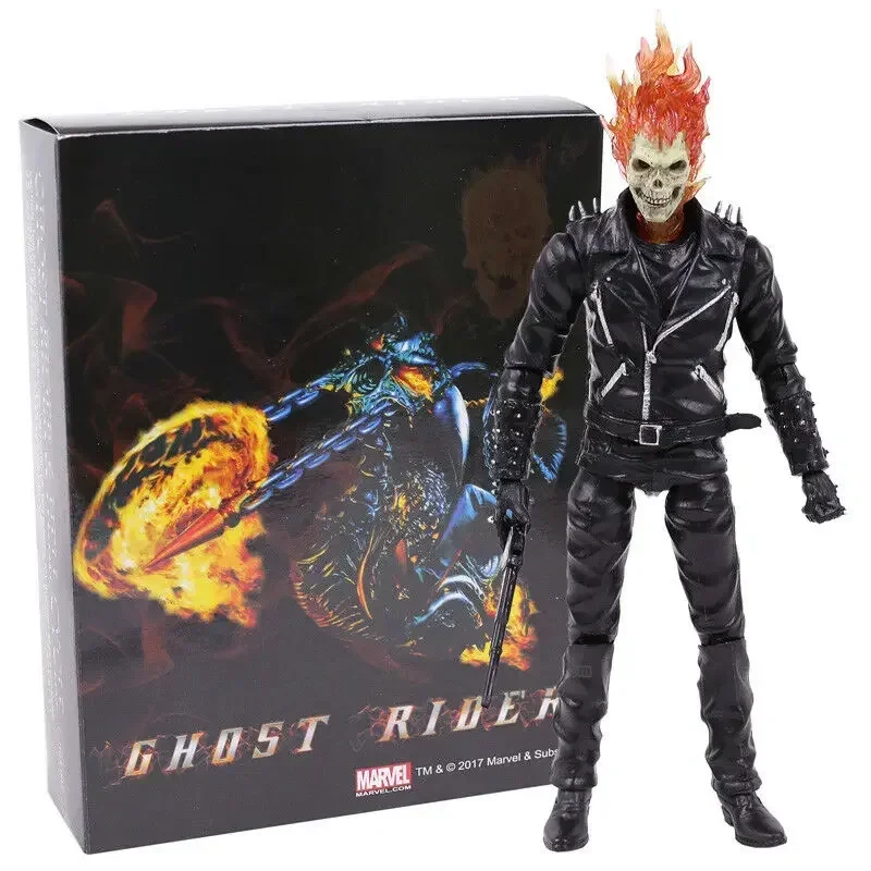 Фигурка Marvel Ghost Rider Johnny Blaze с подвижным суставом синий и оранжевый череп воина