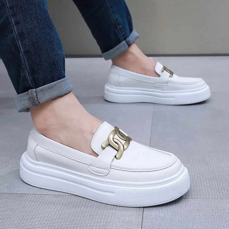 Оригинальные бежевые лоферы мужская модная удобная повседневная кожаная обувь